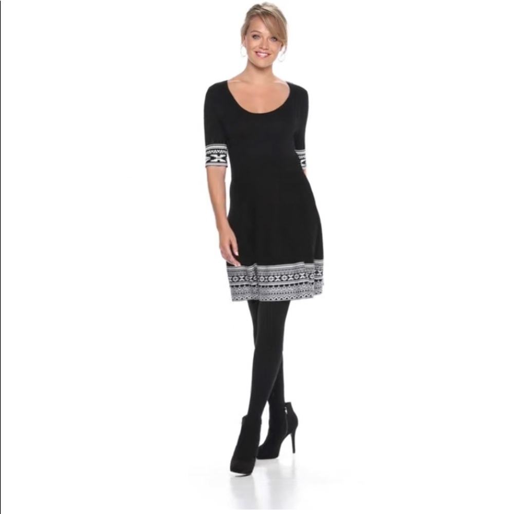 Nina Leonard Print Fit & Flare Sweater Dress  XL